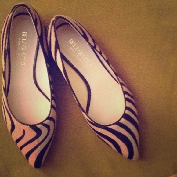 Bellofatto Calf Hair Zebra Print Flats - Picture 1 of 3